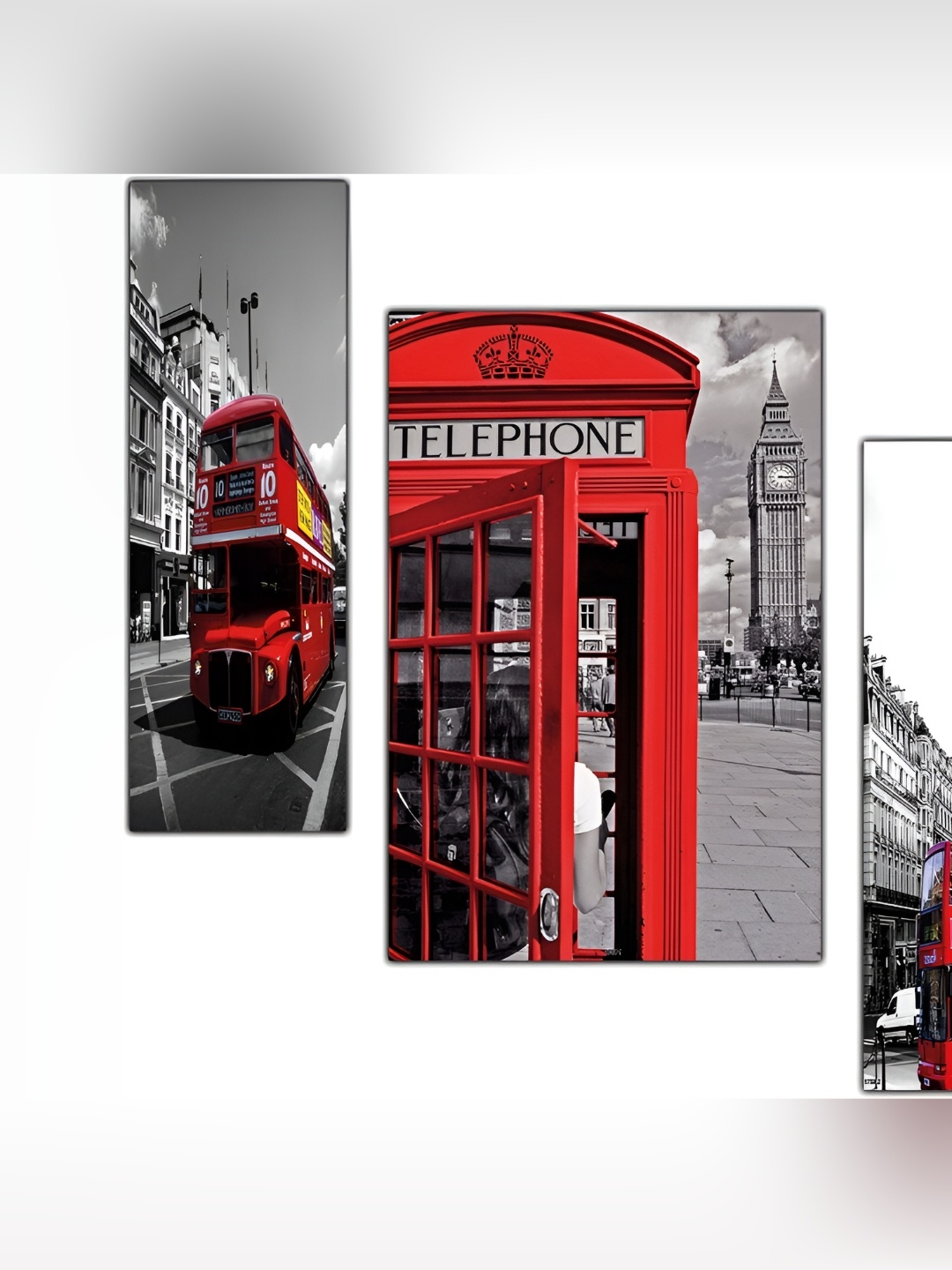 

PnF Red & Grey 3 Pieces Painting Wooden Wall Arts