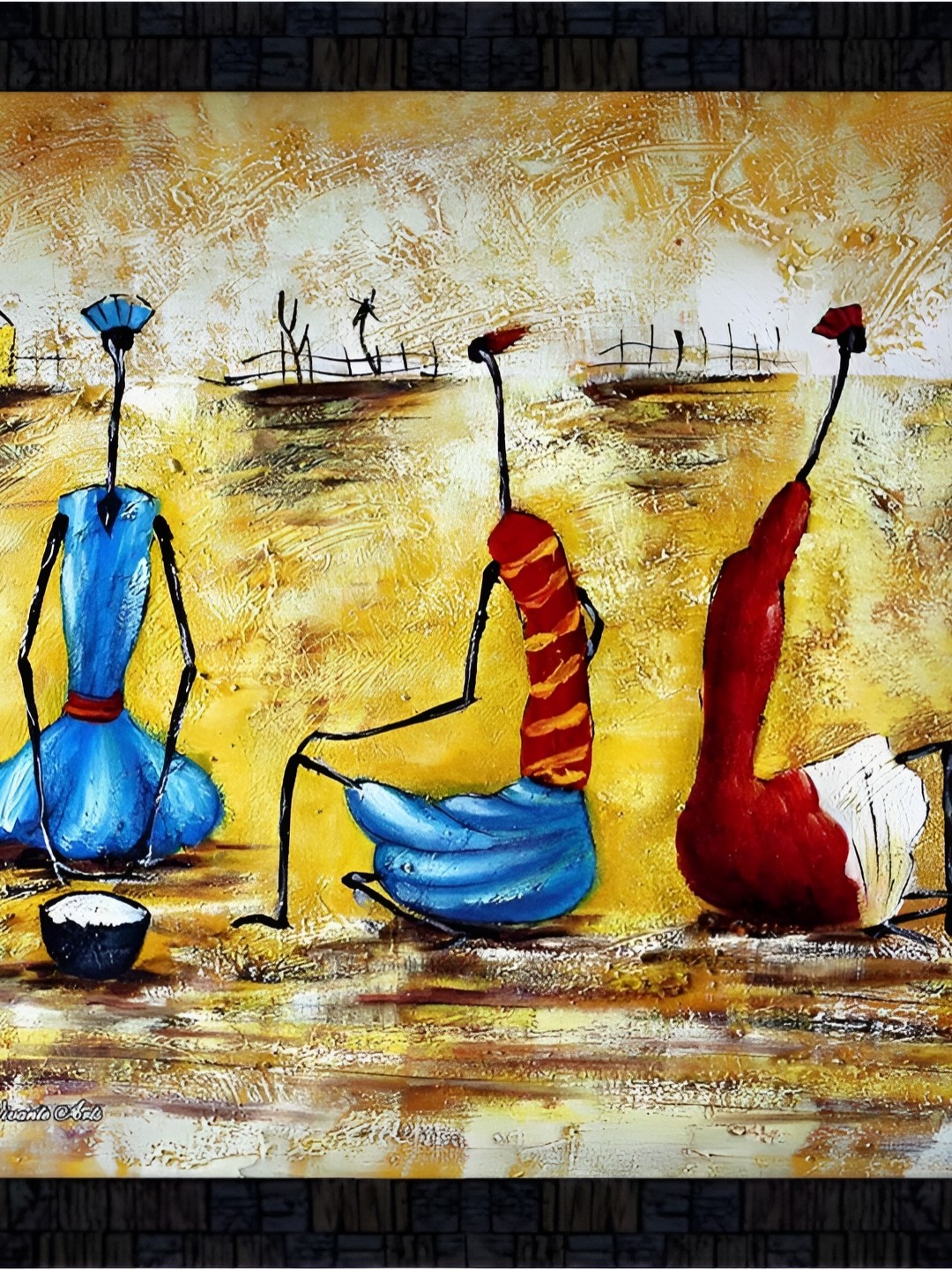 

PnF Black & Yellow Abstract Wooden Painting Wall Art
