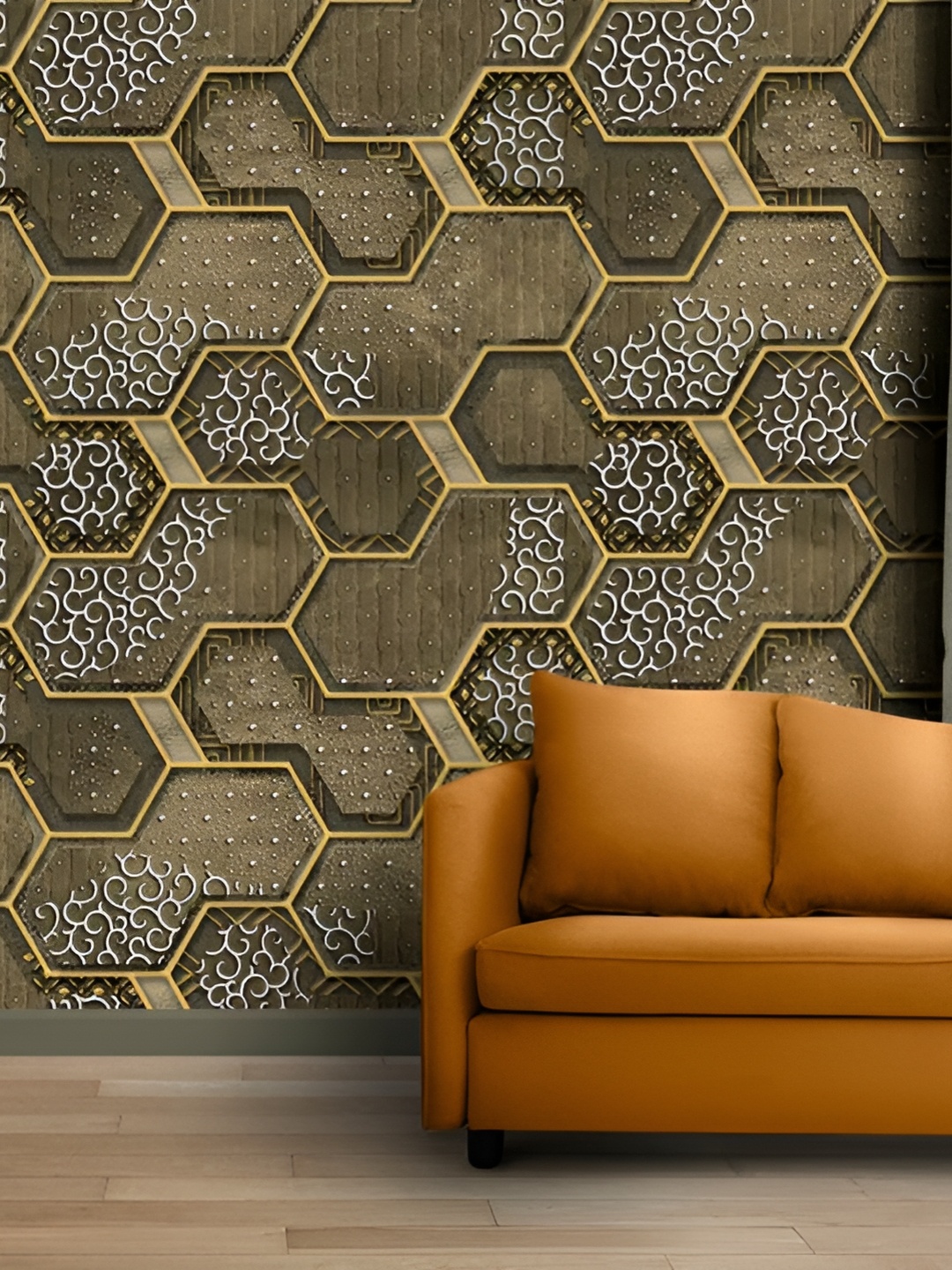 Rosecraft Brown Abstract Printed Wall Sticker