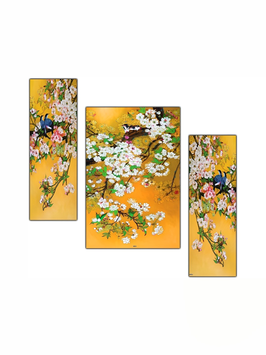 

PnF Yellow & White 3 Pieces Floral Painting Wooden Wall Arts