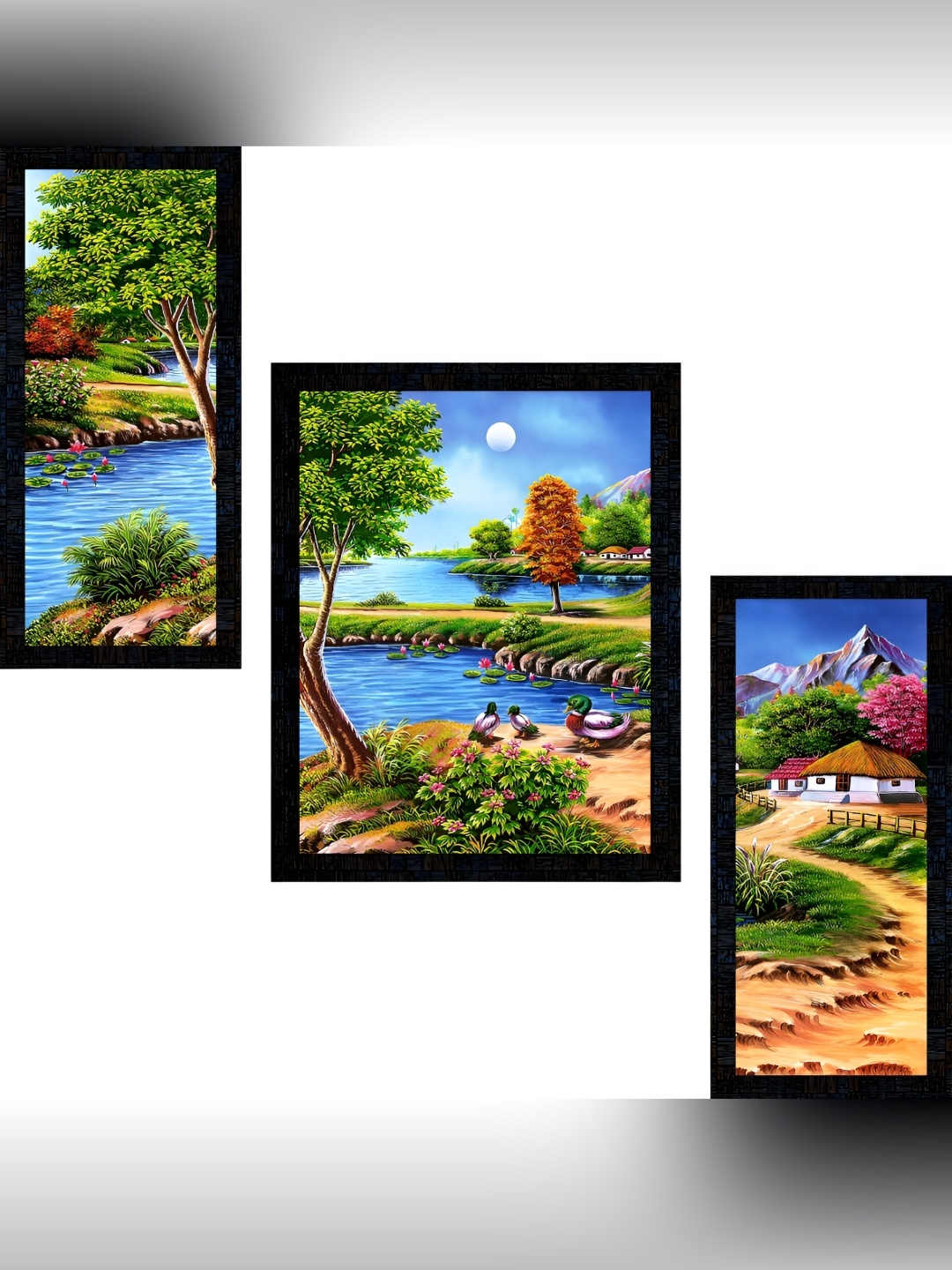 

PnF Charcoal & Green 3 Pieces Wooden Painting Wall Art