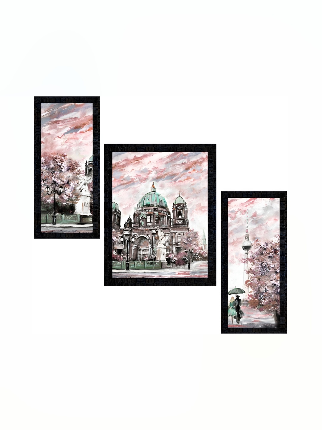 

PnF Charcoal & Pink 3 Pieces Wooden Wall Art