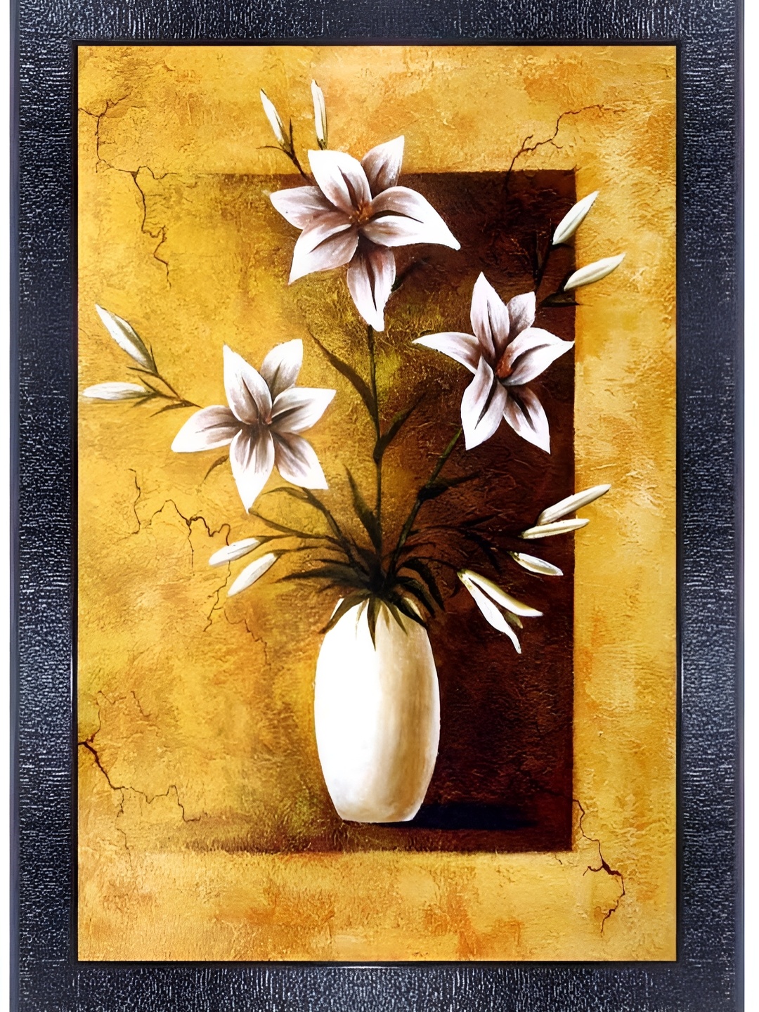 

PnF Black & White Wooden Floral And Botanical Wall Painting