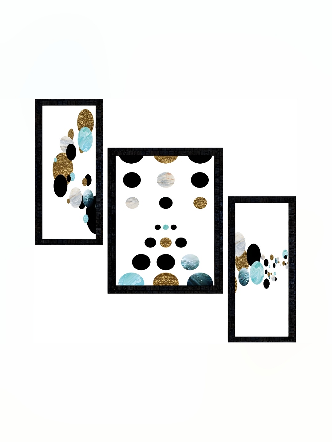 

PnF Charcoal & White 3Pcs Wooden Abstract Wall Paintings