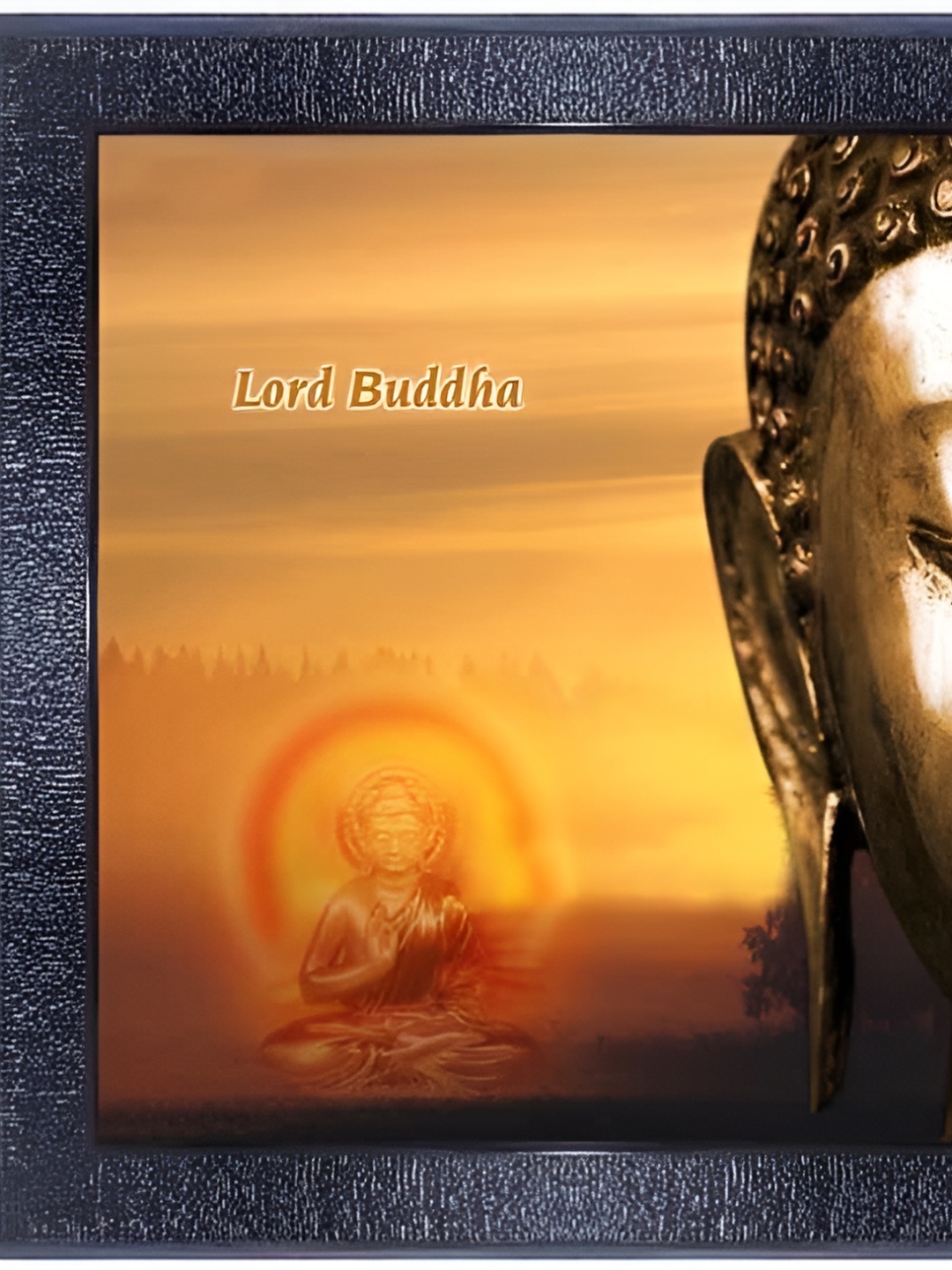 

PnF Black & Brown Lord Buddha Religious Painting Wall Art