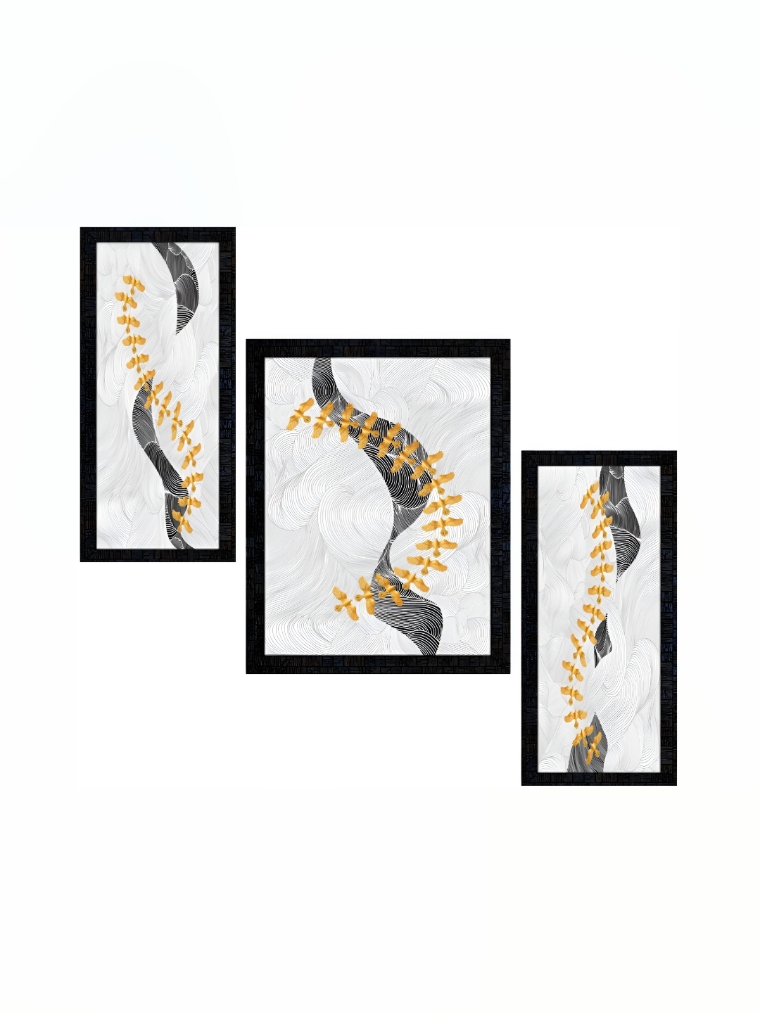 

PnF Charcoal & Grey 3 Piece Paper Birds and Animals Paintings Wall Art