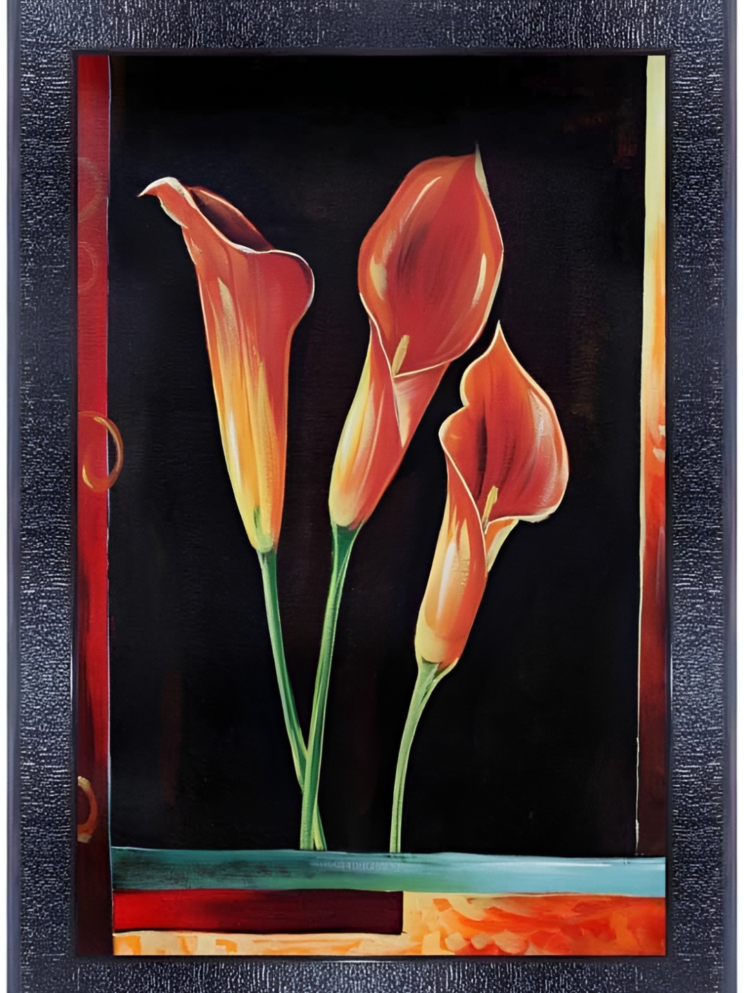 

PnF Black & Red Wood Floral and Botanical Glass Painting Wall Art