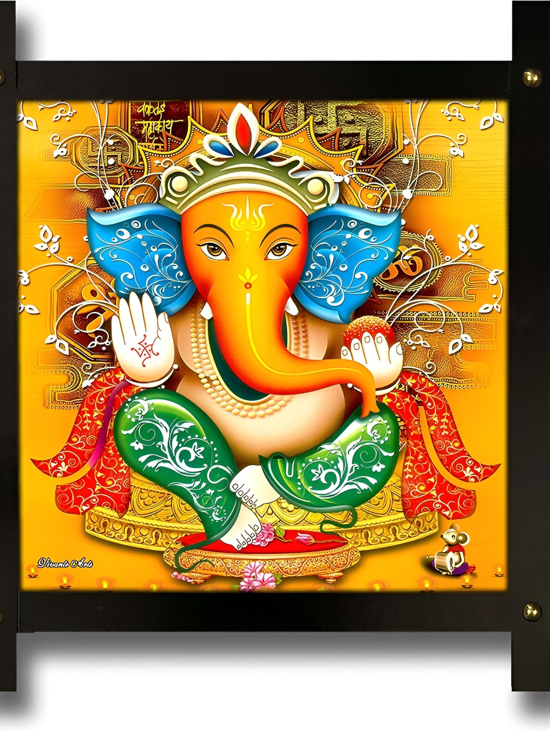 

PnF Orange & Blue Wooden Religious Wall Painting