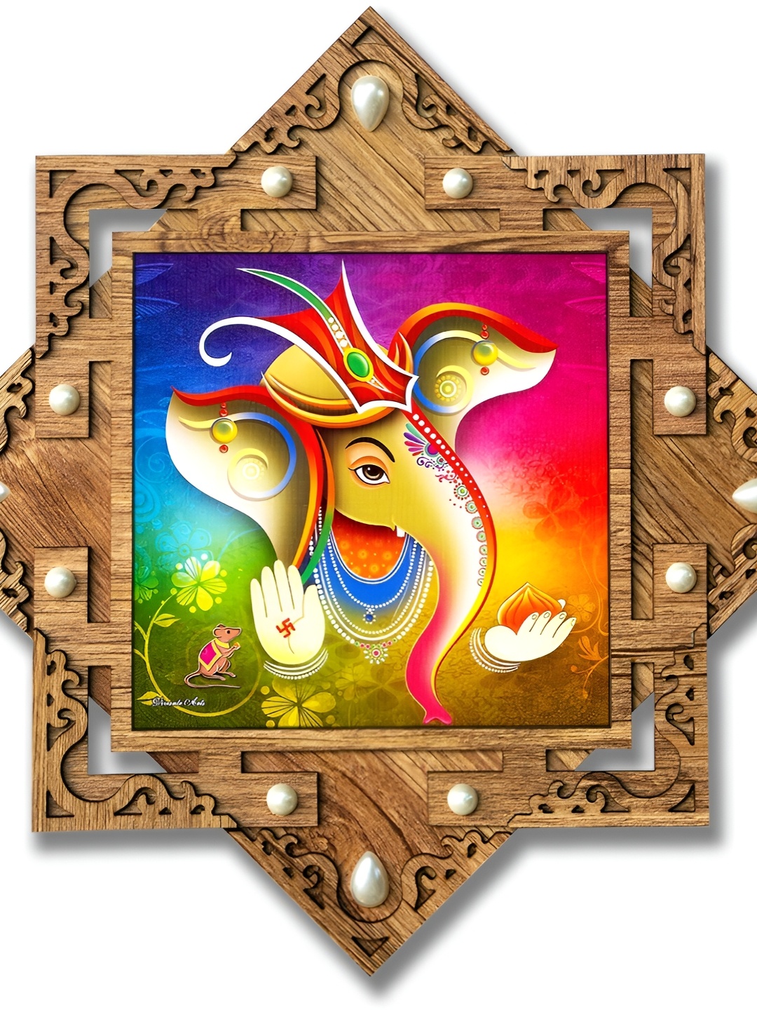

PnF Brown & Blue Wooden Religious Painting Wall Art