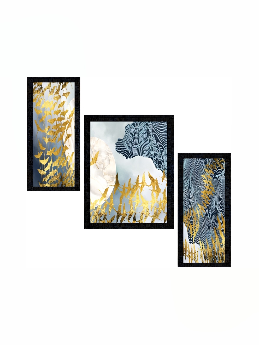 

PnF Charcoal & Yellow 3 Piece Abstract Paintings Wall Art