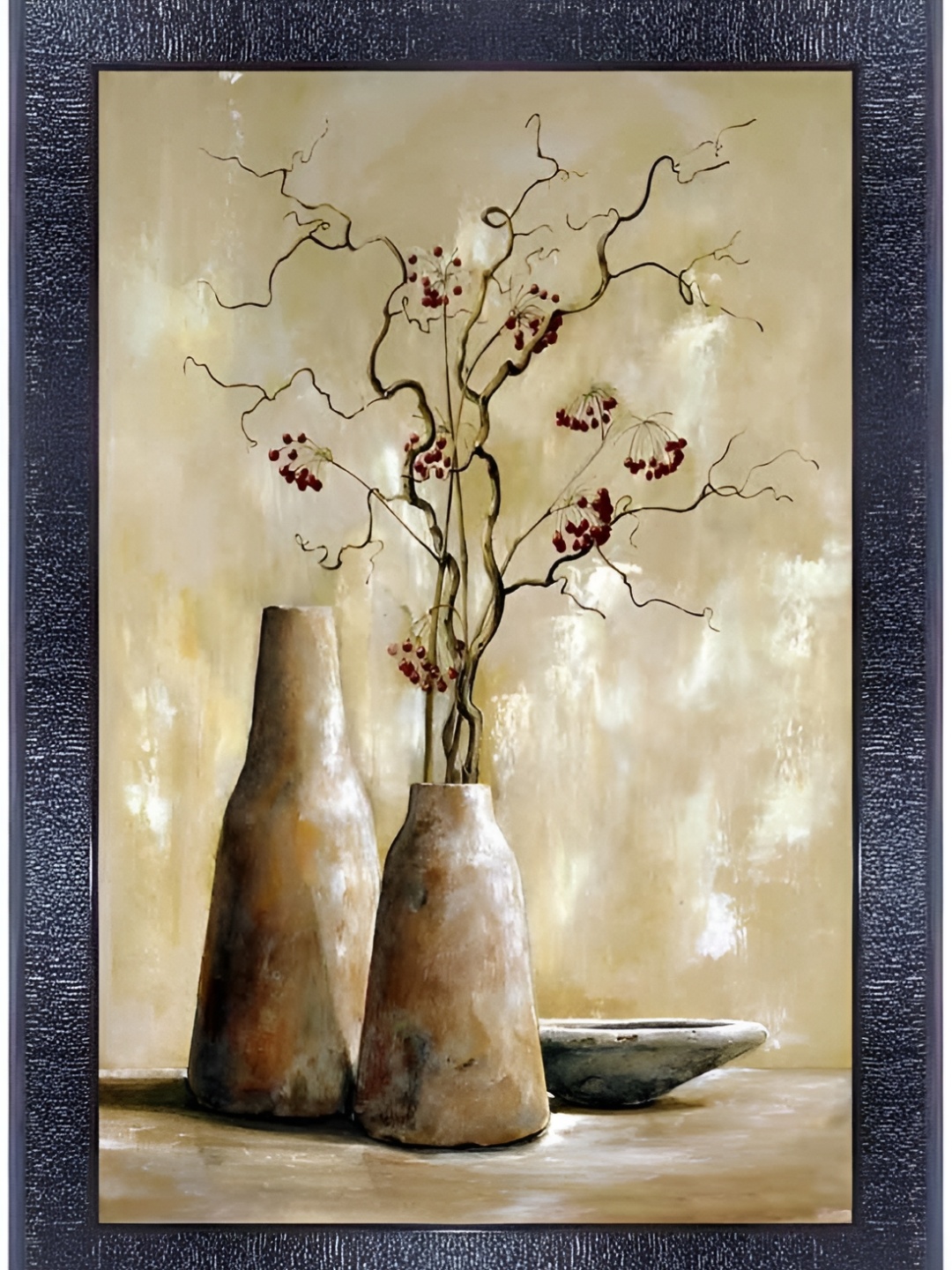 

PnF Black & Beige Floral Painting Wooden Wall Art