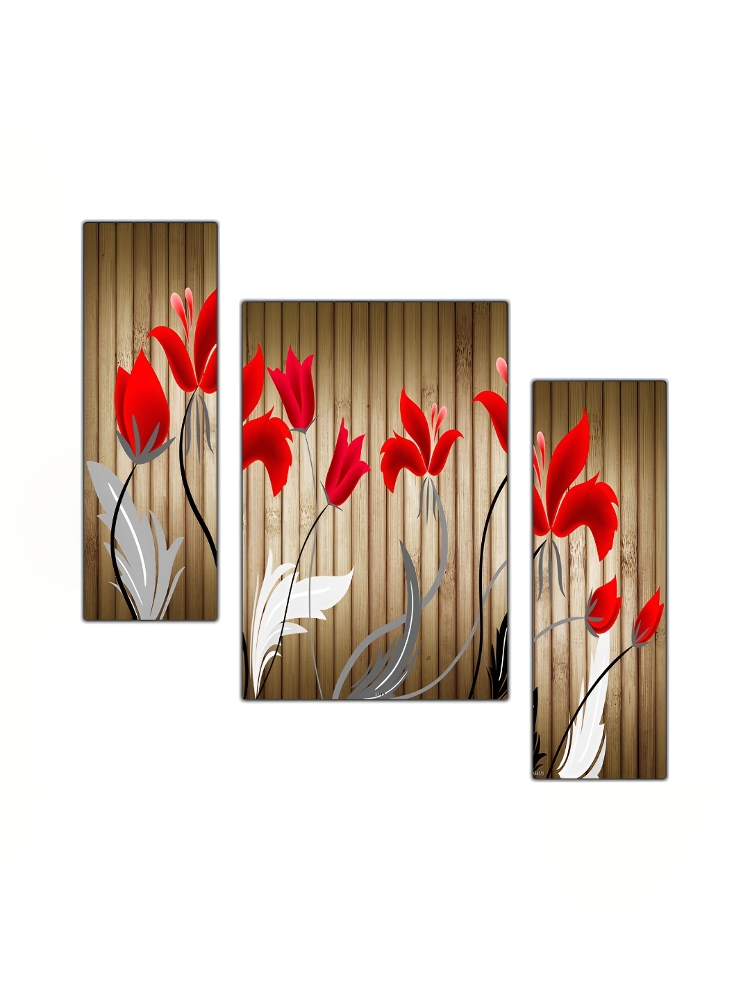 

PnF Brown & Red 3 Pieces Wooden Floral and Botanical Wall Arts