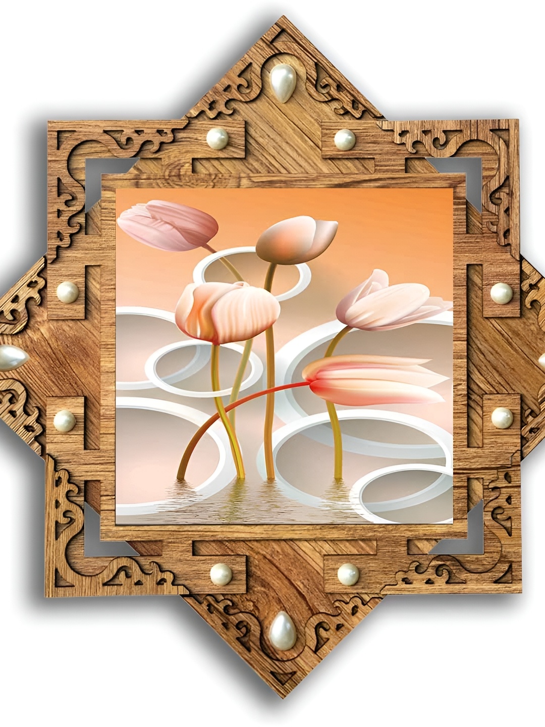 

PnF Brown & Pink Wooden Floral And Botanical Wall Painting