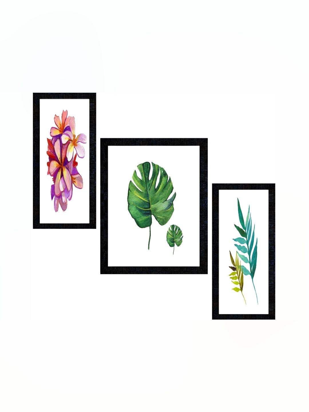

PnF White & Black 3 Pieces Floral and Botanical Paper & Wooden Painting Wall Art