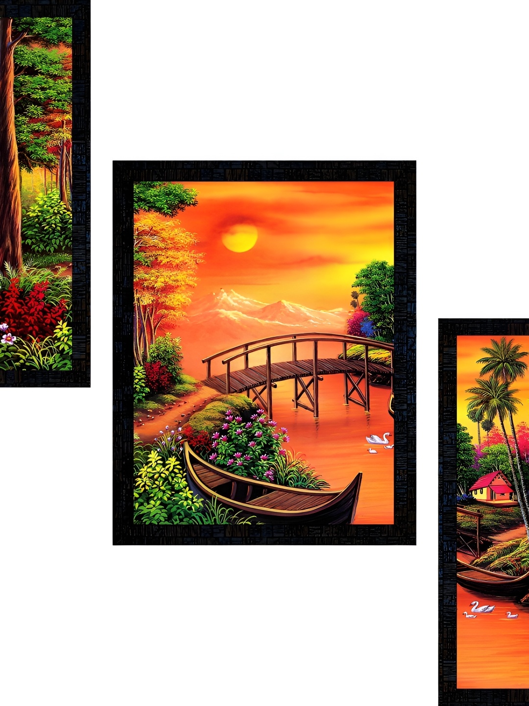 

PnF Orange & Green 3 Pieces Wooden & Paper Floral and Botanical Wall Art