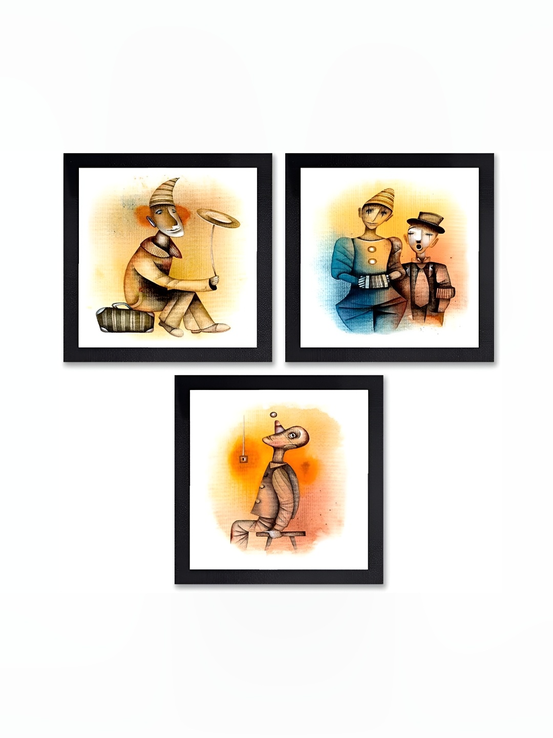 

PnF Black & Orange 3 Piece Paper Painting Wall Art