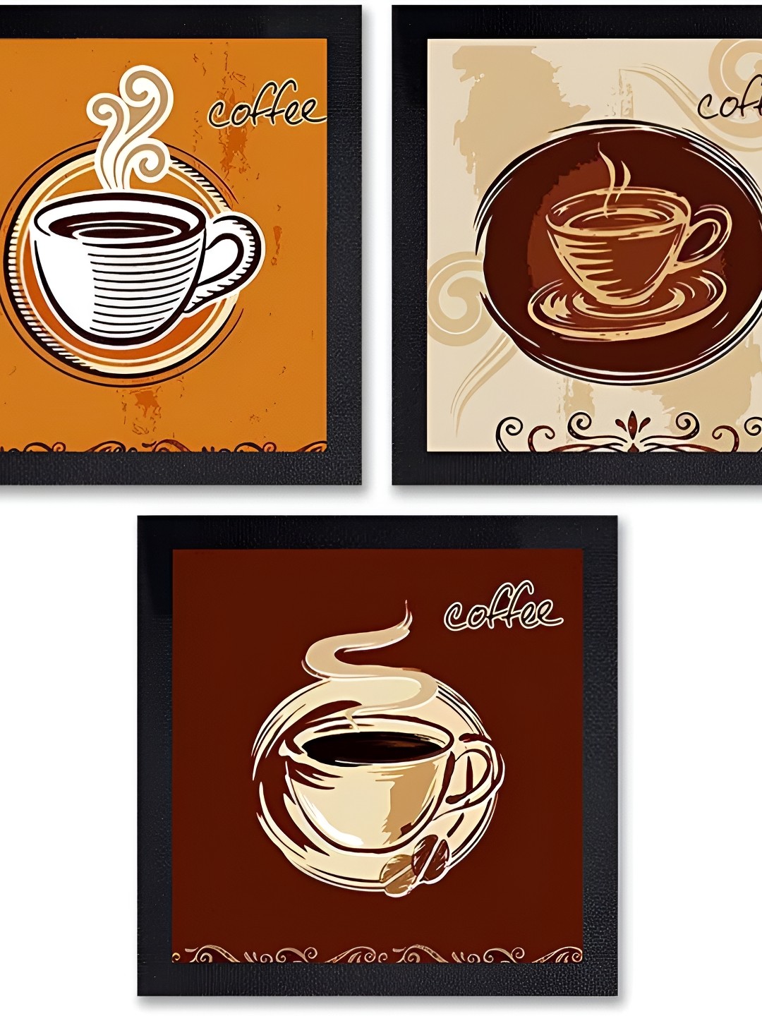 

PnF Black & Brown 3 Piece Paper Paintings Wall Art