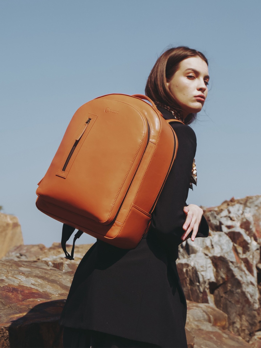 

RASHKI Unisex Large Backpack with USB Charging Port, Tan