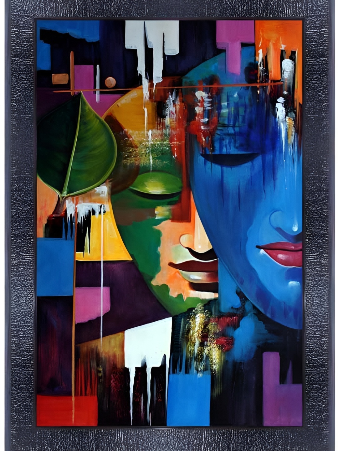 

PnF Black & Blue Wooden Abstract Wall Painting