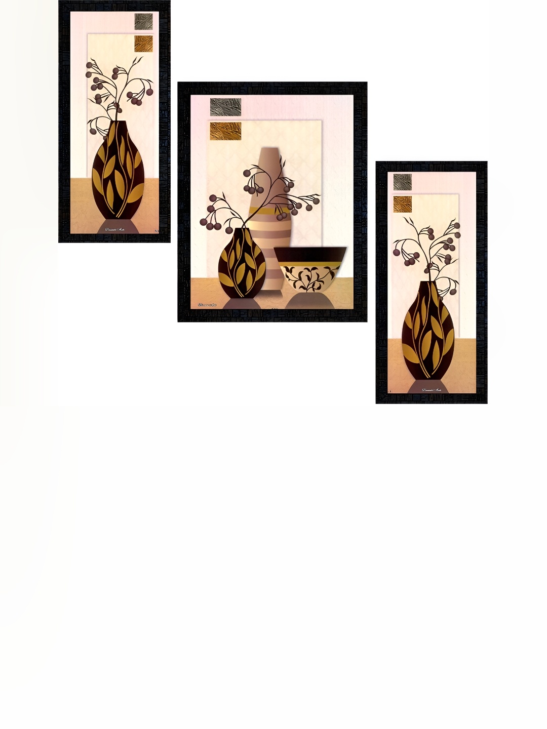 

PnF Charcoal & Brown 3 Pieces Wooden Floral and Botanical Wall Art