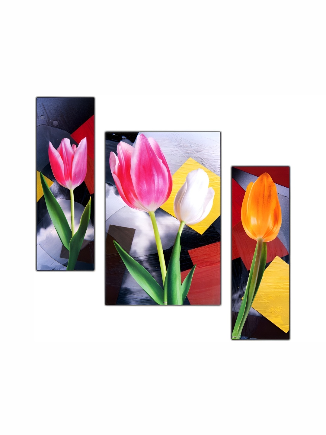 

PnF Pink & White 3 Pieces Wooden Floral & Botanical Painting Wall Arts