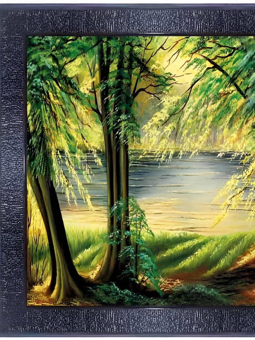 

PnF Black & Green Floral Wooden Painting Wall Art