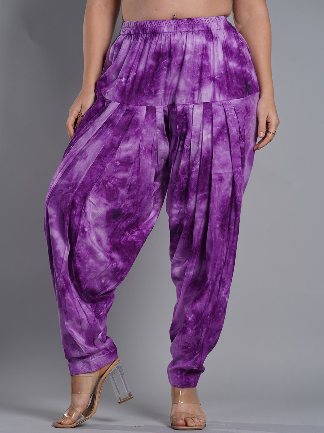 

LetsDressUp Women Tie-Dyed Pleated Salwar, Purple