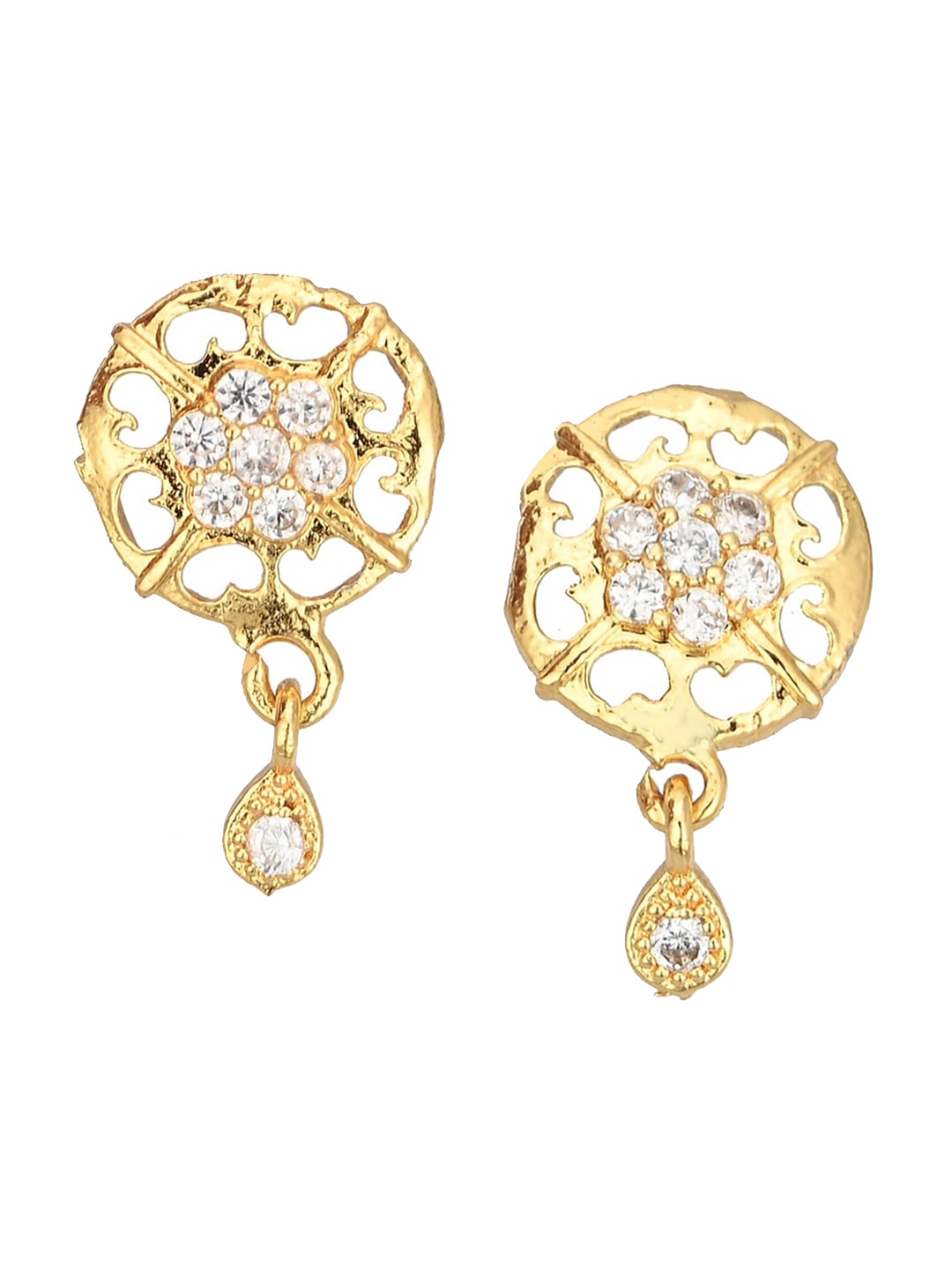 

AanyaCentric Gold-Plated Cubic Zirconia-Studded Contemporary Studs Earrings
