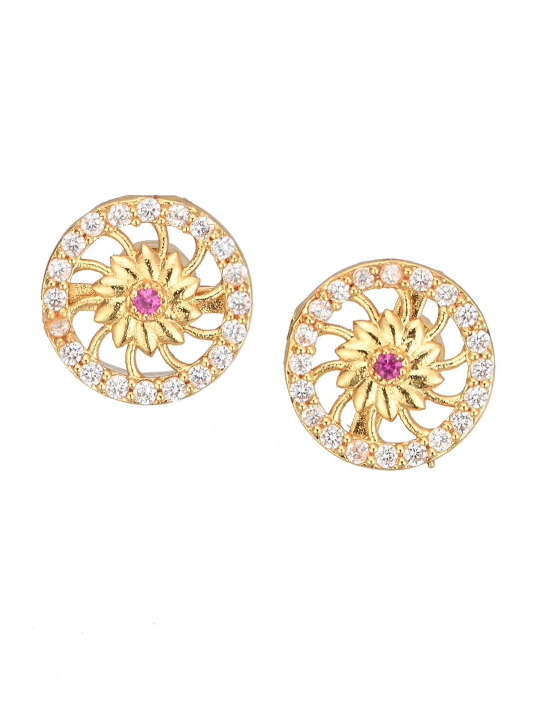 

AanyaCentric Gold-Plated Cubic Zirconia-Studded Contemporary Studs Earrings