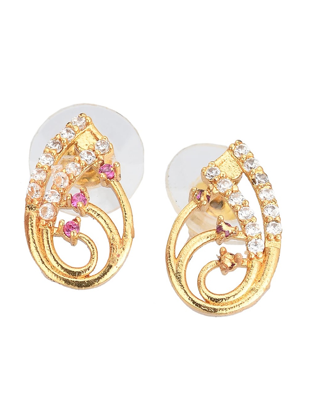 

AanyaCentric Gold-Plated Cubic Zirconia-Studded Contemporary Studs Earrings