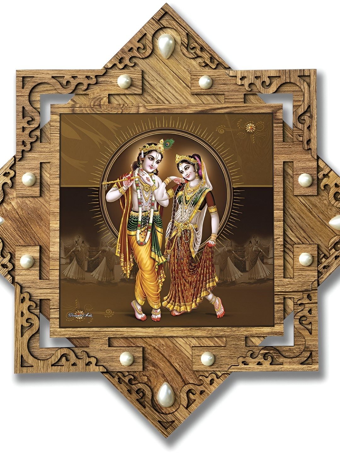 

PnF Yellow & Brown Wooden Religious Wall Painting