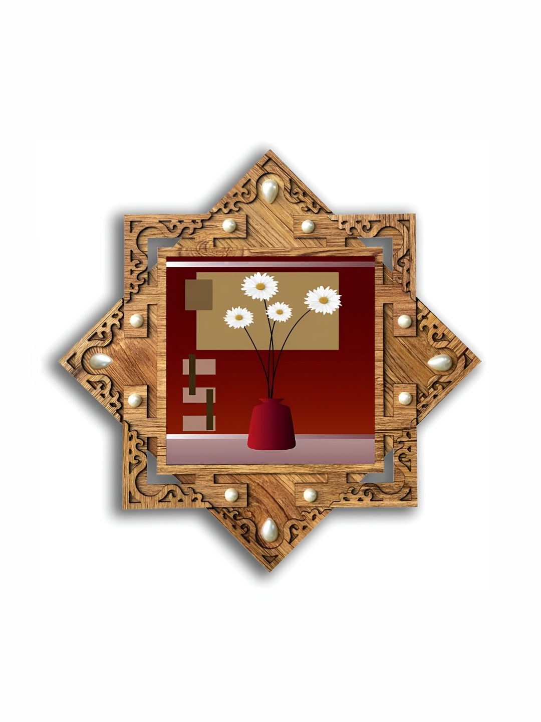 

PnF Brown & Maroon Wooden Floral and Botanical Painting Wall Art