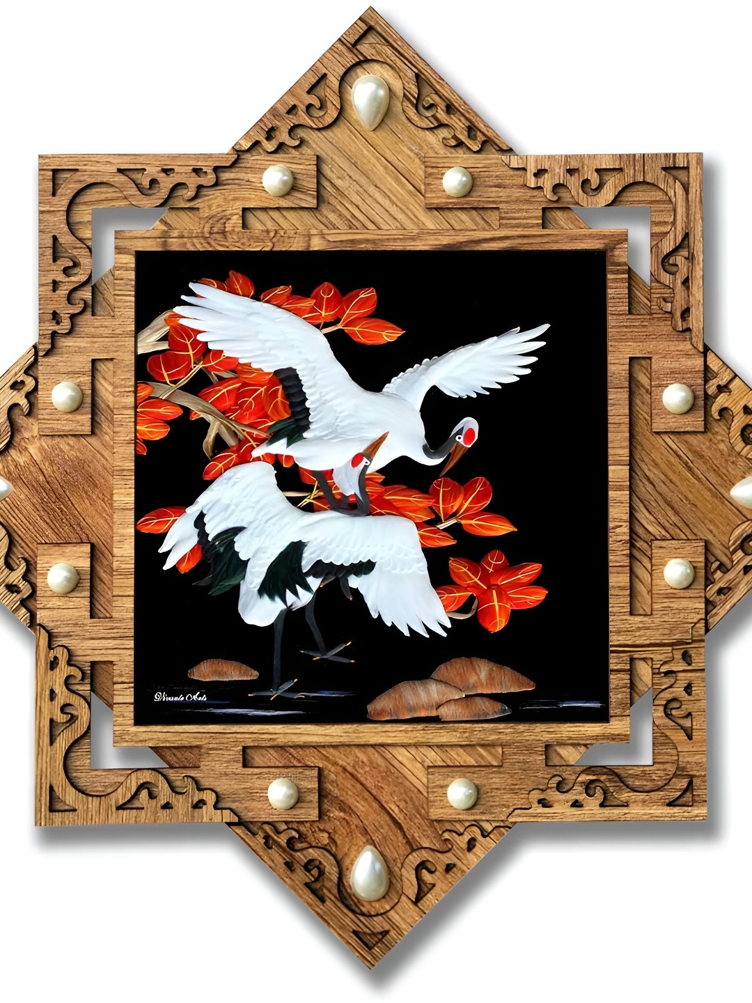 

PnF Brown & White Birds And Animals Wooden Painting Wall Art