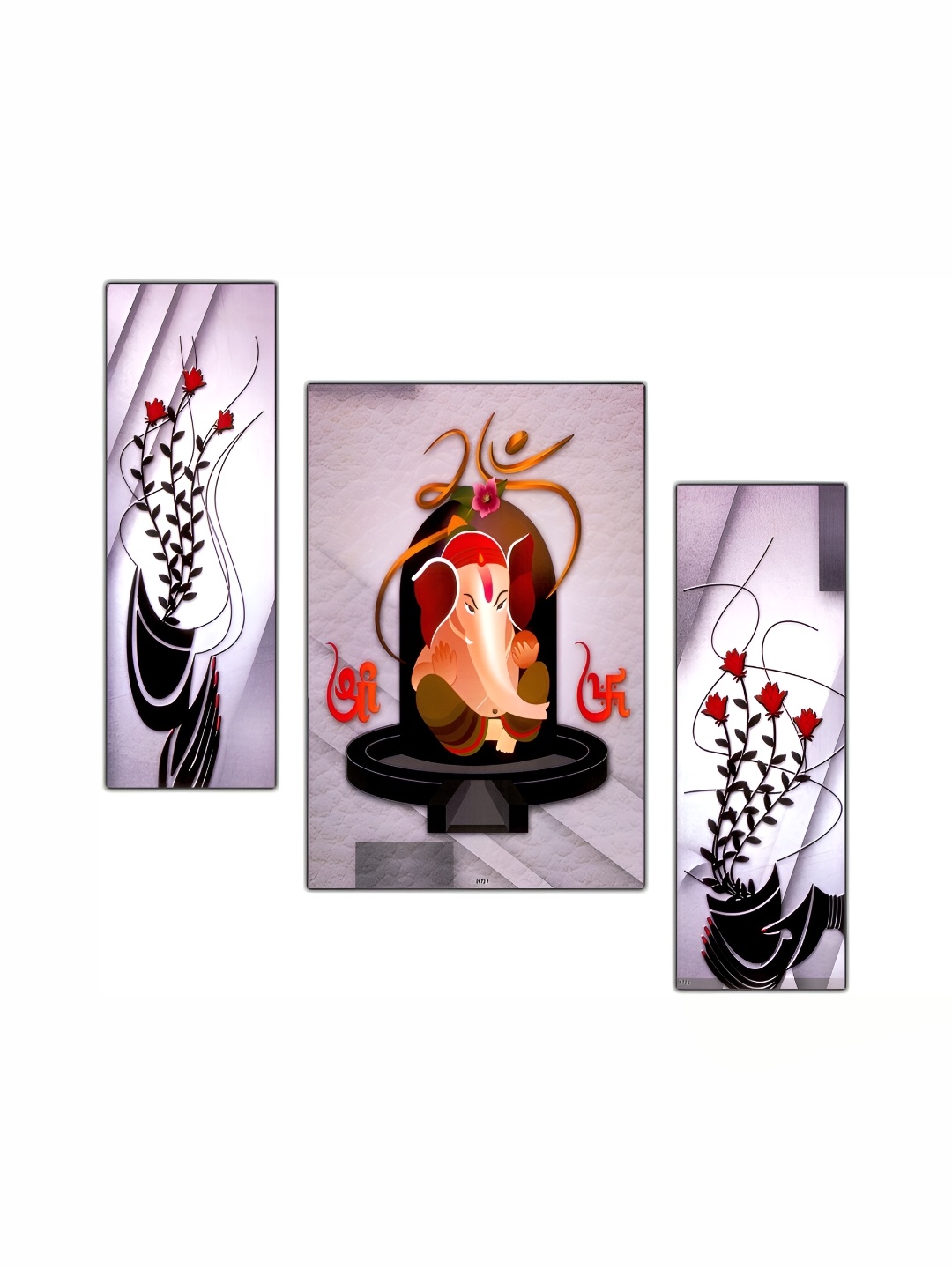 

PnF White & Red 3 Piece Wooden Religious Wall Paintings