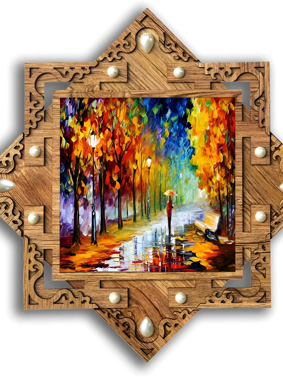 

PnF Brown & Yellow Wooden Floral And Botanical Wall Painting