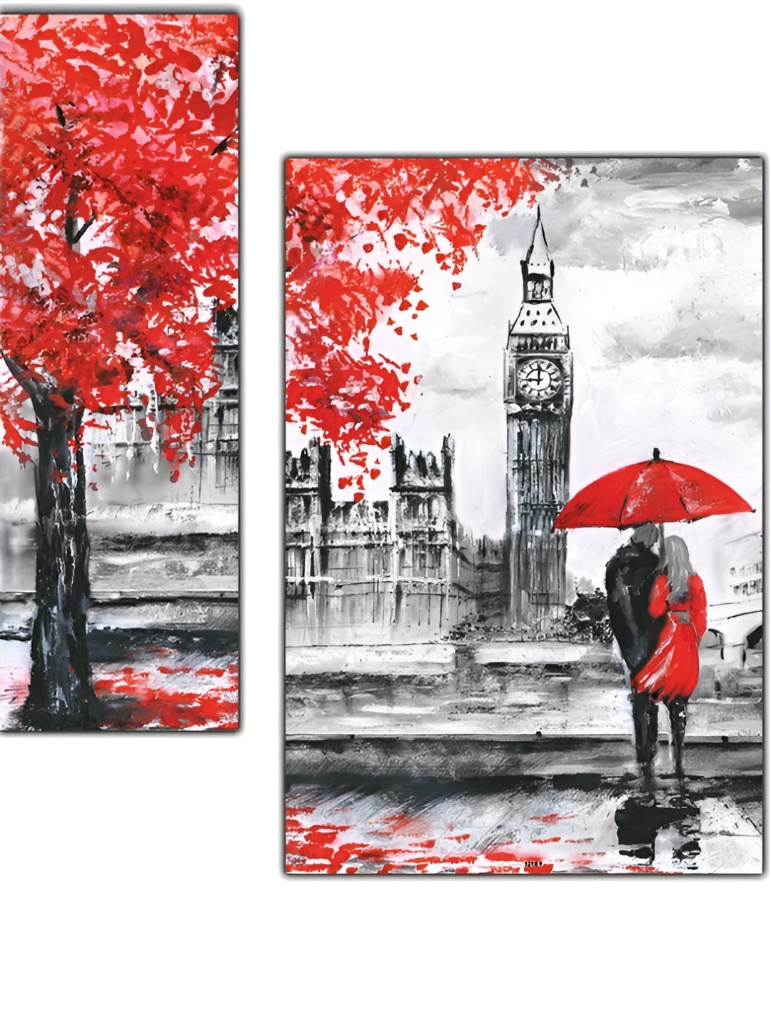 

PnF Charcoal & Red 3 Piece Wooden Paintings Wall Art