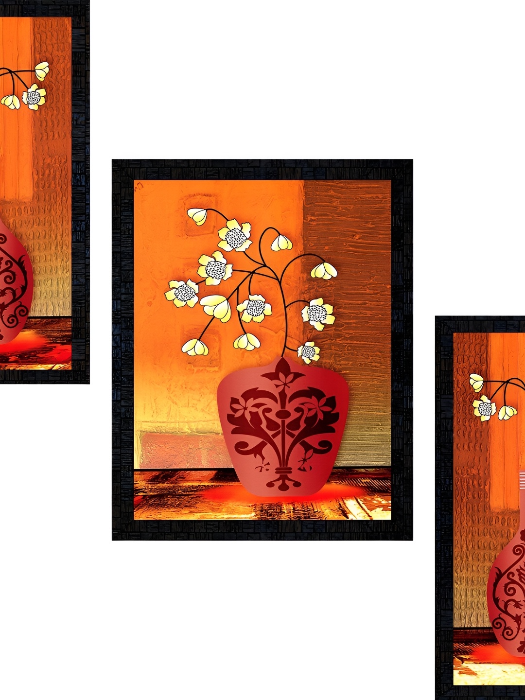 

PnF Charcoal & Red 3 Pieces Paper & Wooden Painting Wall Art