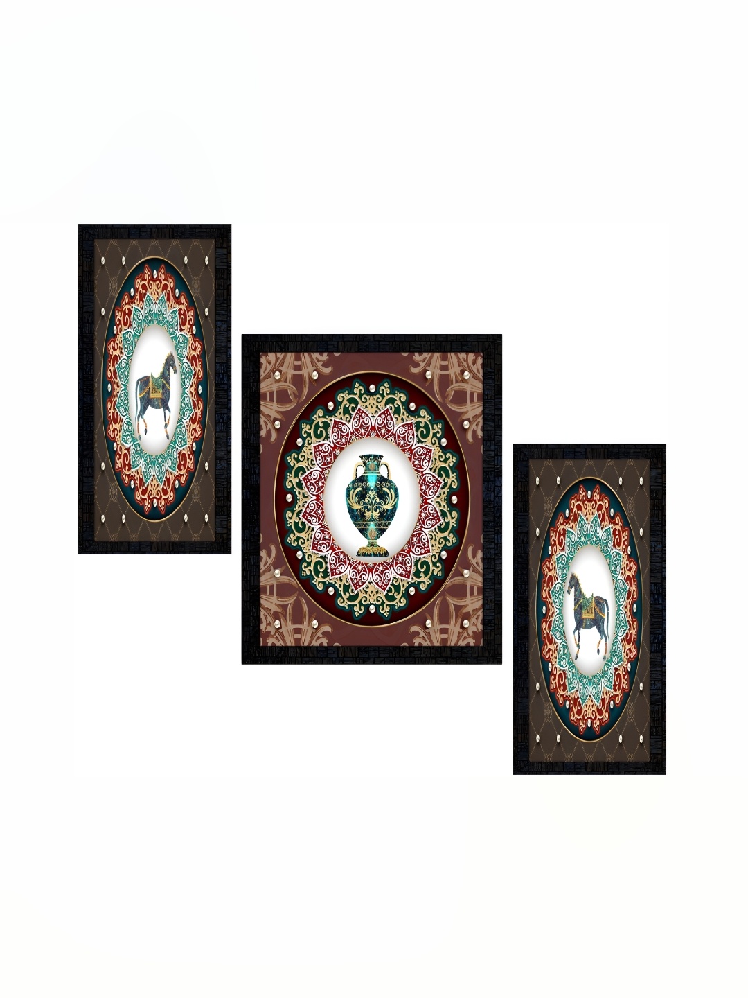 

PnF Brown & White 3 Pieces Abstract Wooden Painting Wall Art