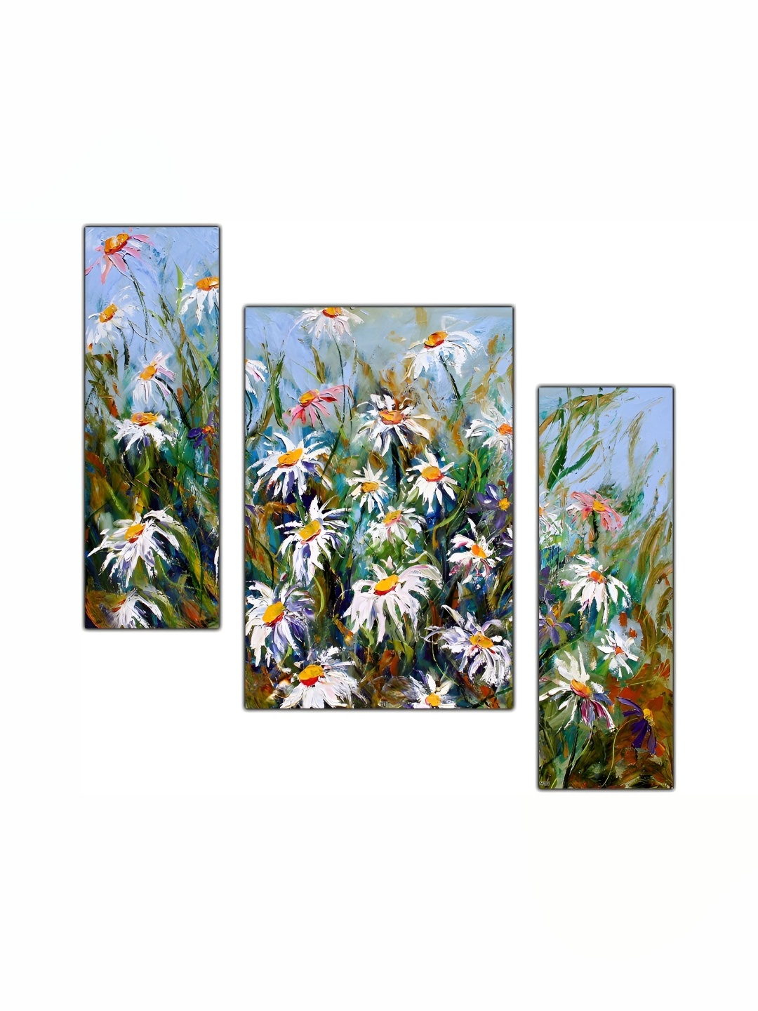 

PnF Green & White 3Pcs Wooden Floral And Botanical Wall Paintings