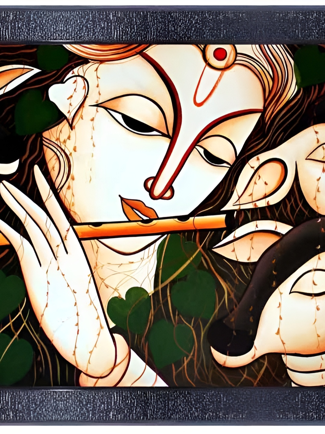 

PnF Black & Beige Radha Krishna Religious Wooden Painting Wall Art