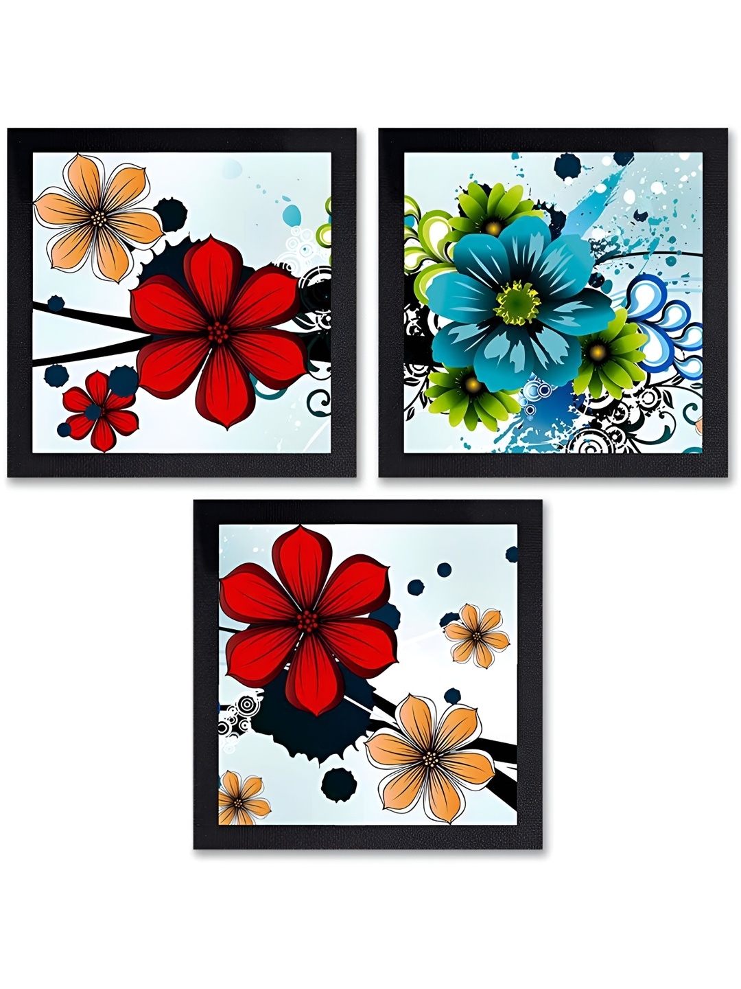 

PnF Black & Green 3 Piece Wood Floral and Botanical Painting Wall Art