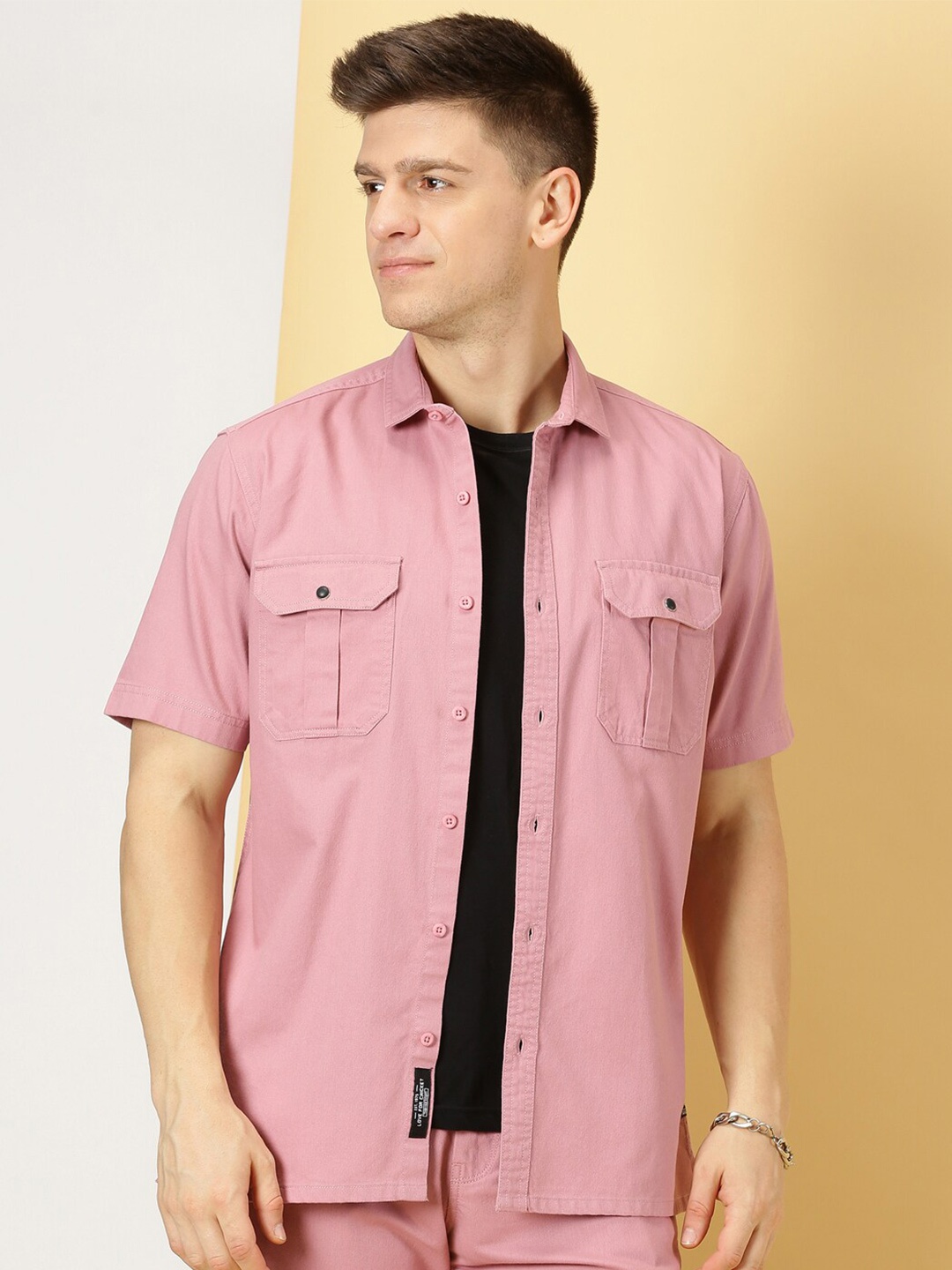 

Thomas Scott Standard Oversized Twill Weave Pure Cotton Casual Shirt, Pink