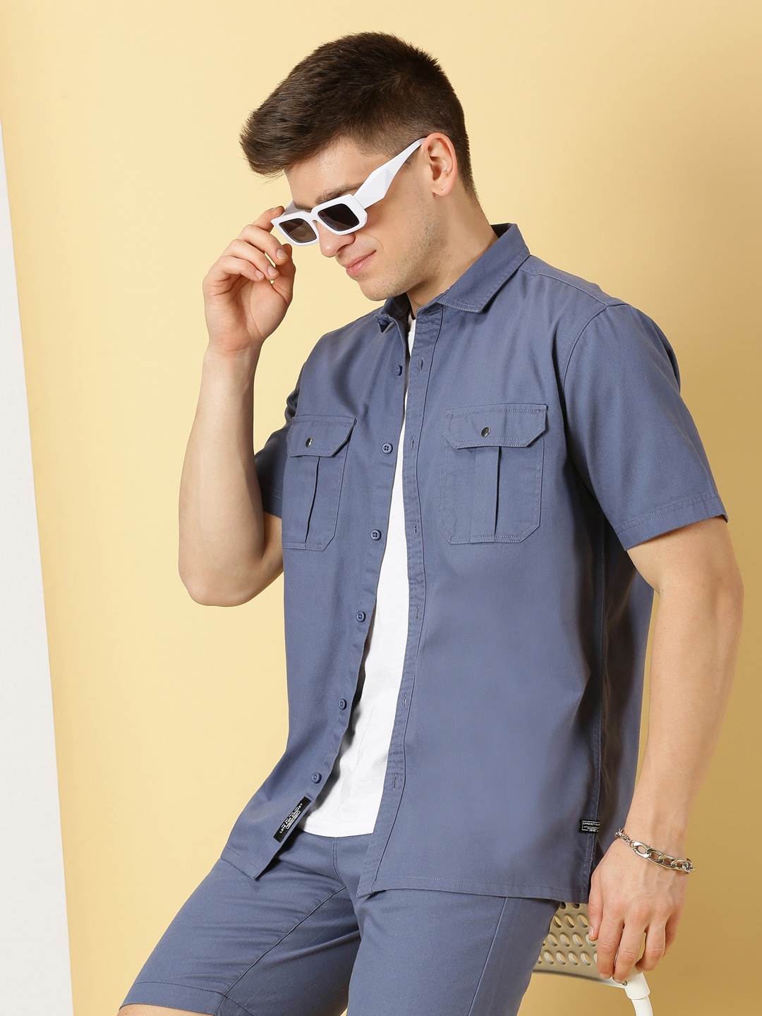 

Thomas Scott Standard Spread Collar Cotton Oversized Casual Shirt, Blue