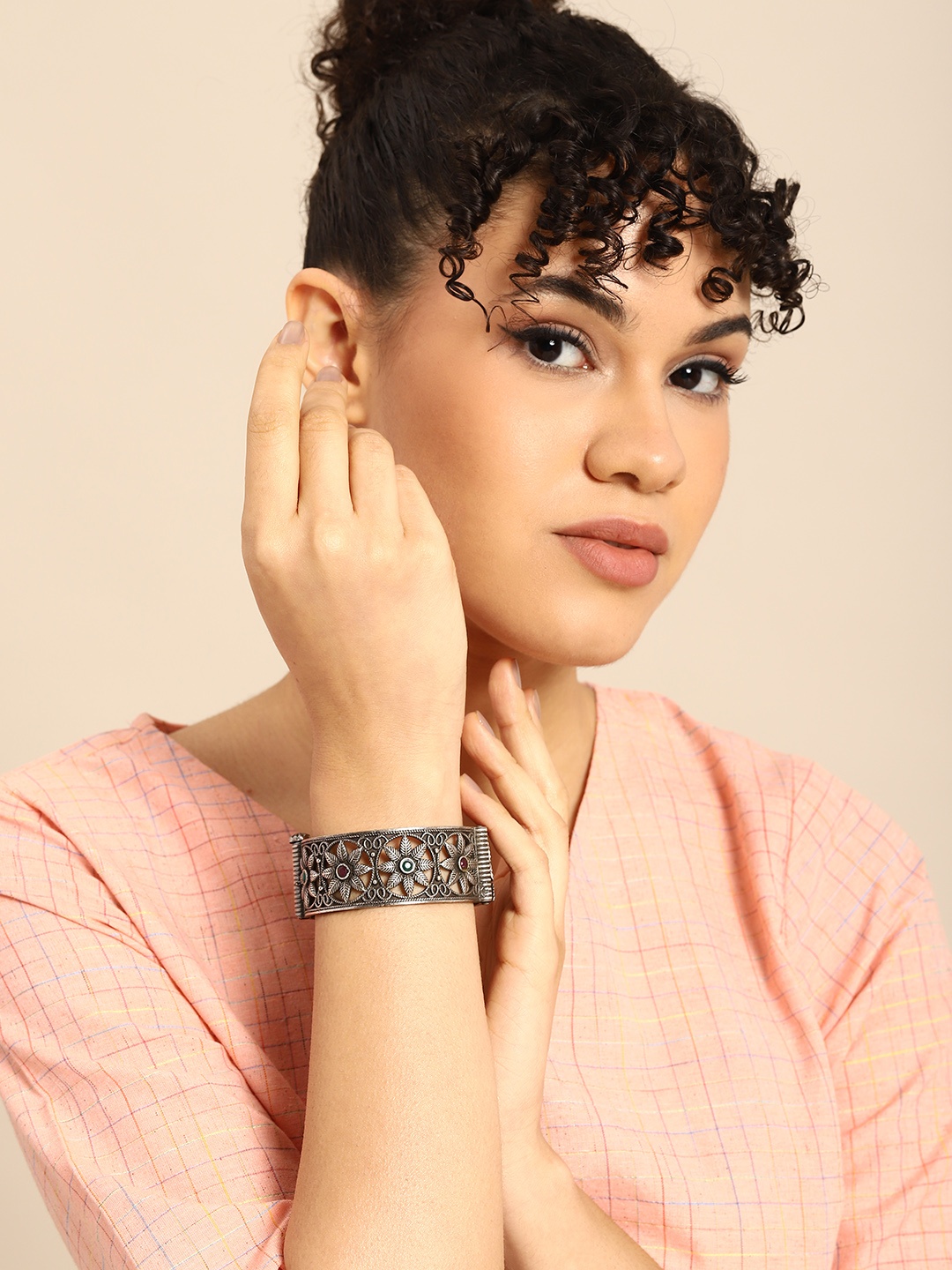 

Anouk Women Silver-Plated Cuff Bracelet