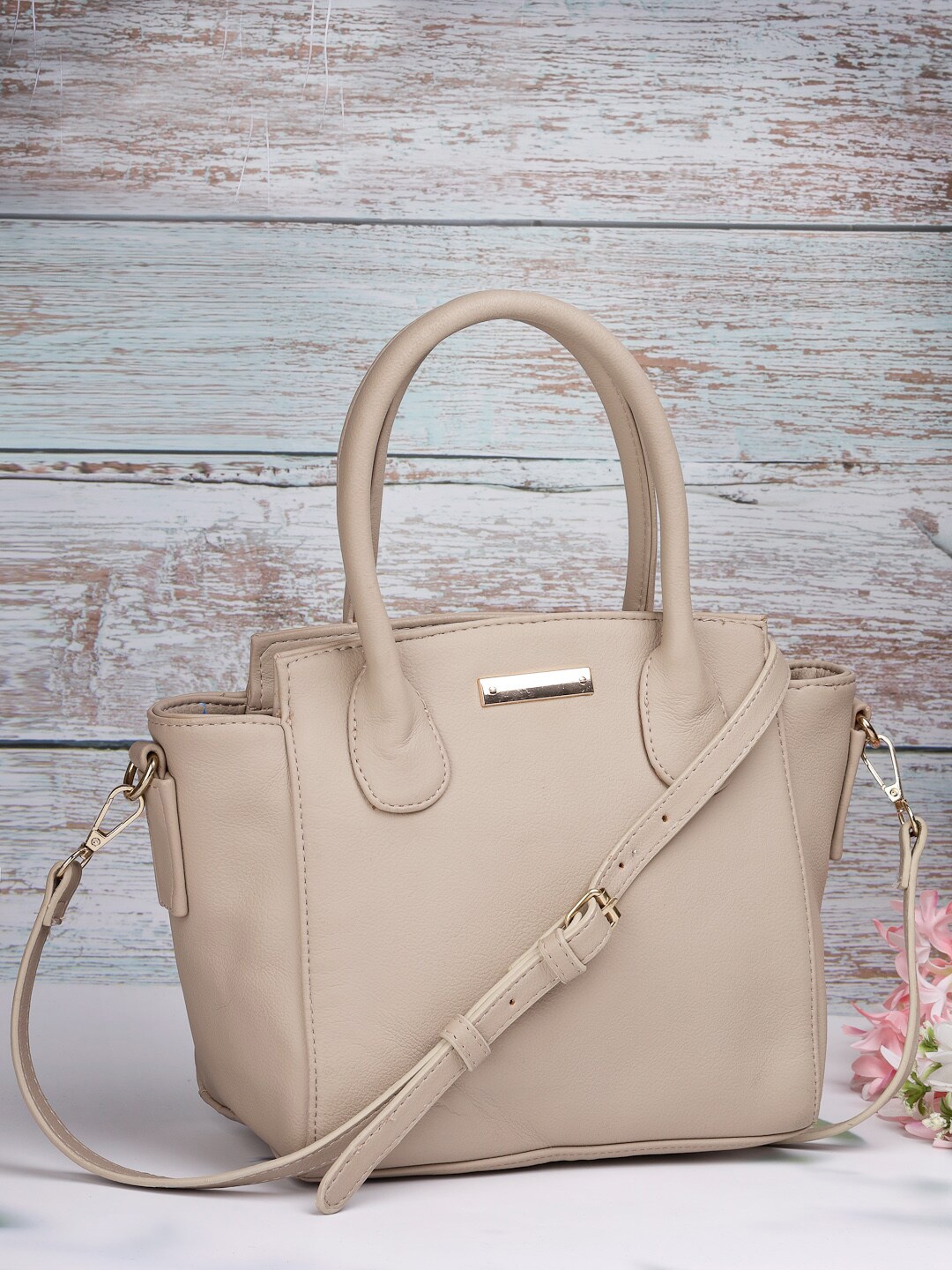

DressBerry PU Structured Handheld Bag, Beige