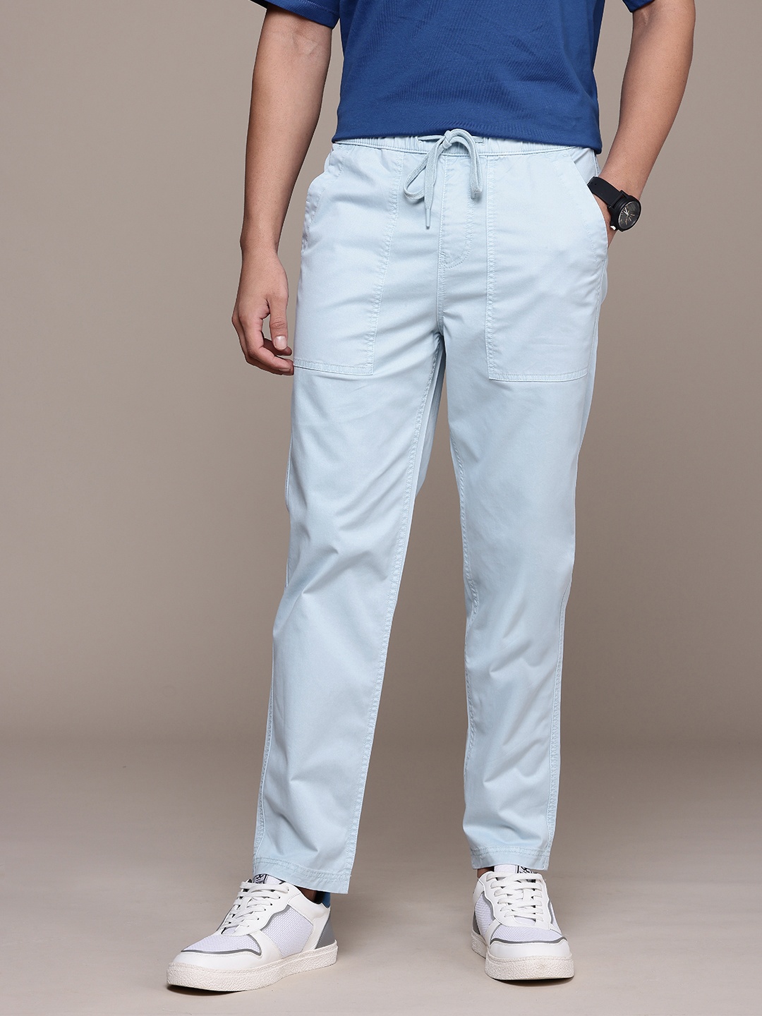 

FCUK Men Relaxed Fit Trousers, Blue