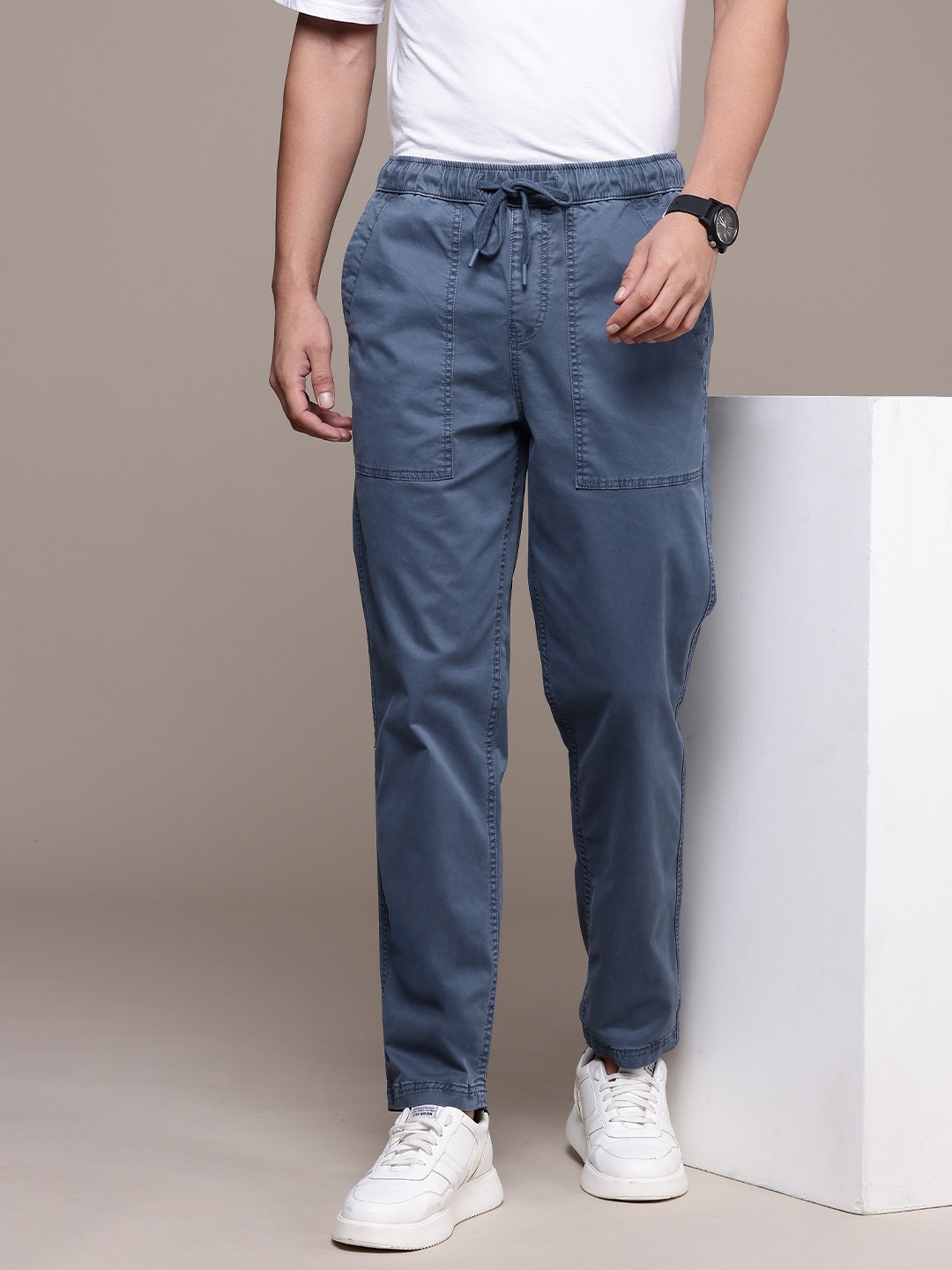 

FCUK Men Relaxed Fit Trousers, Blue