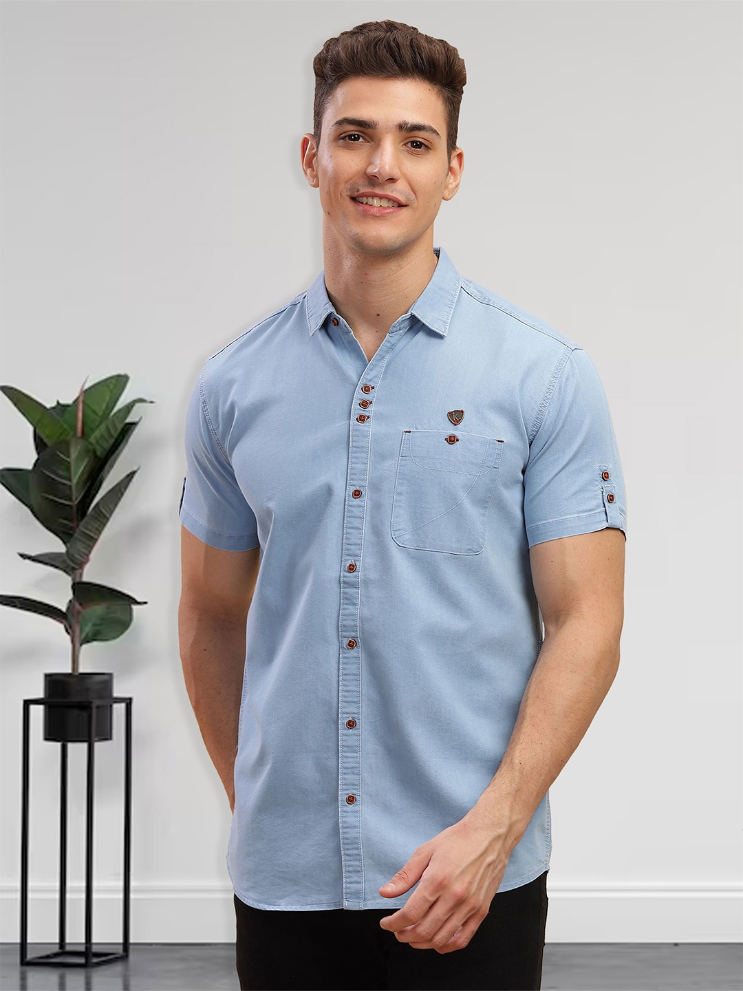 

Kuons Avenue Smart Slim Fit Denim Casual Shirt, Blue