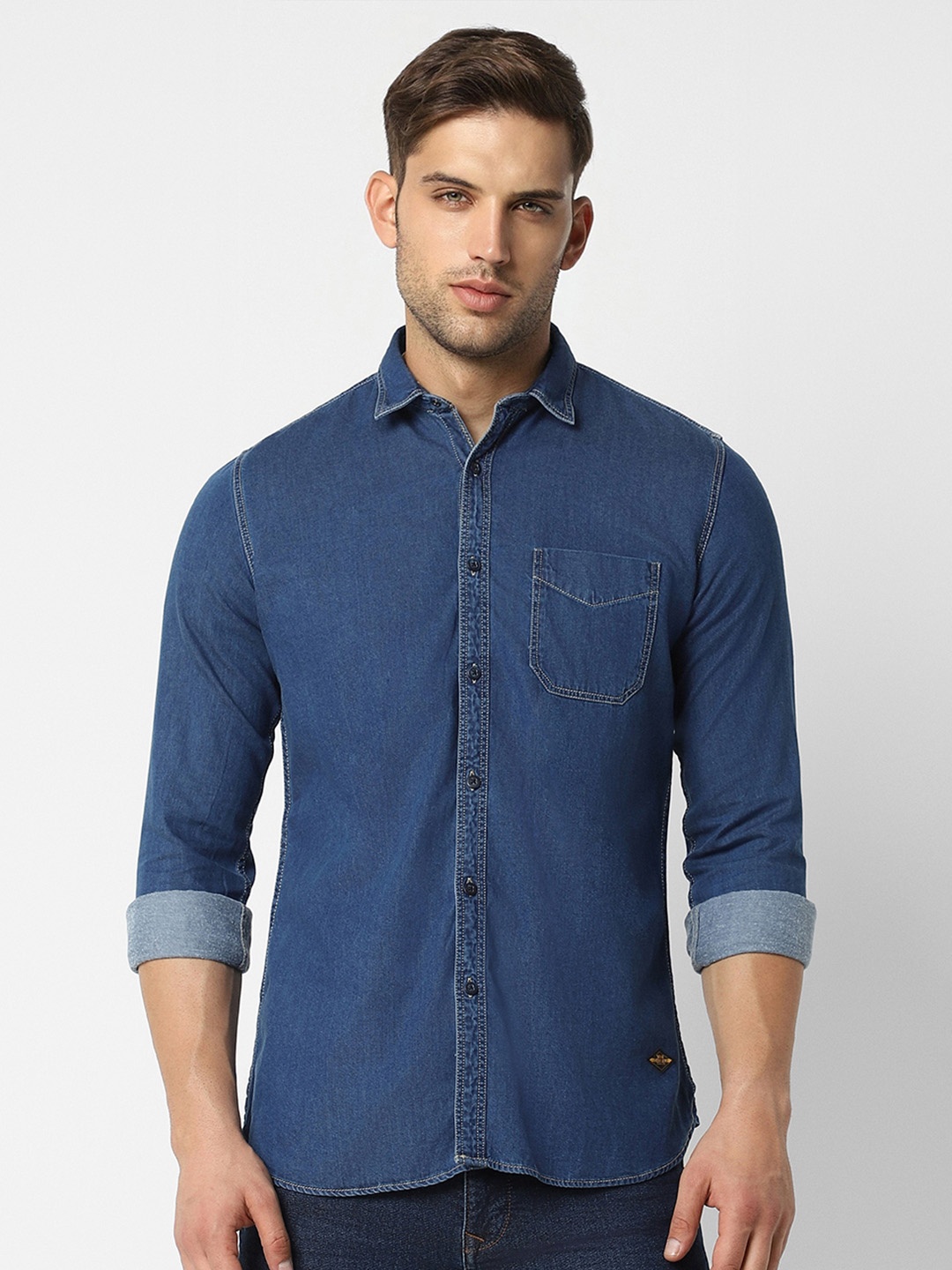 

VAN HEUSEN DENIM LABS Cotton Slim Fit Denim Casual Shirt, Blue