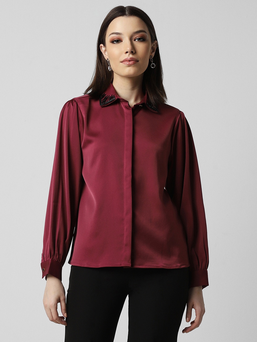 

Van Heusen Woman Women Opaque Casual Shirt, Maroon